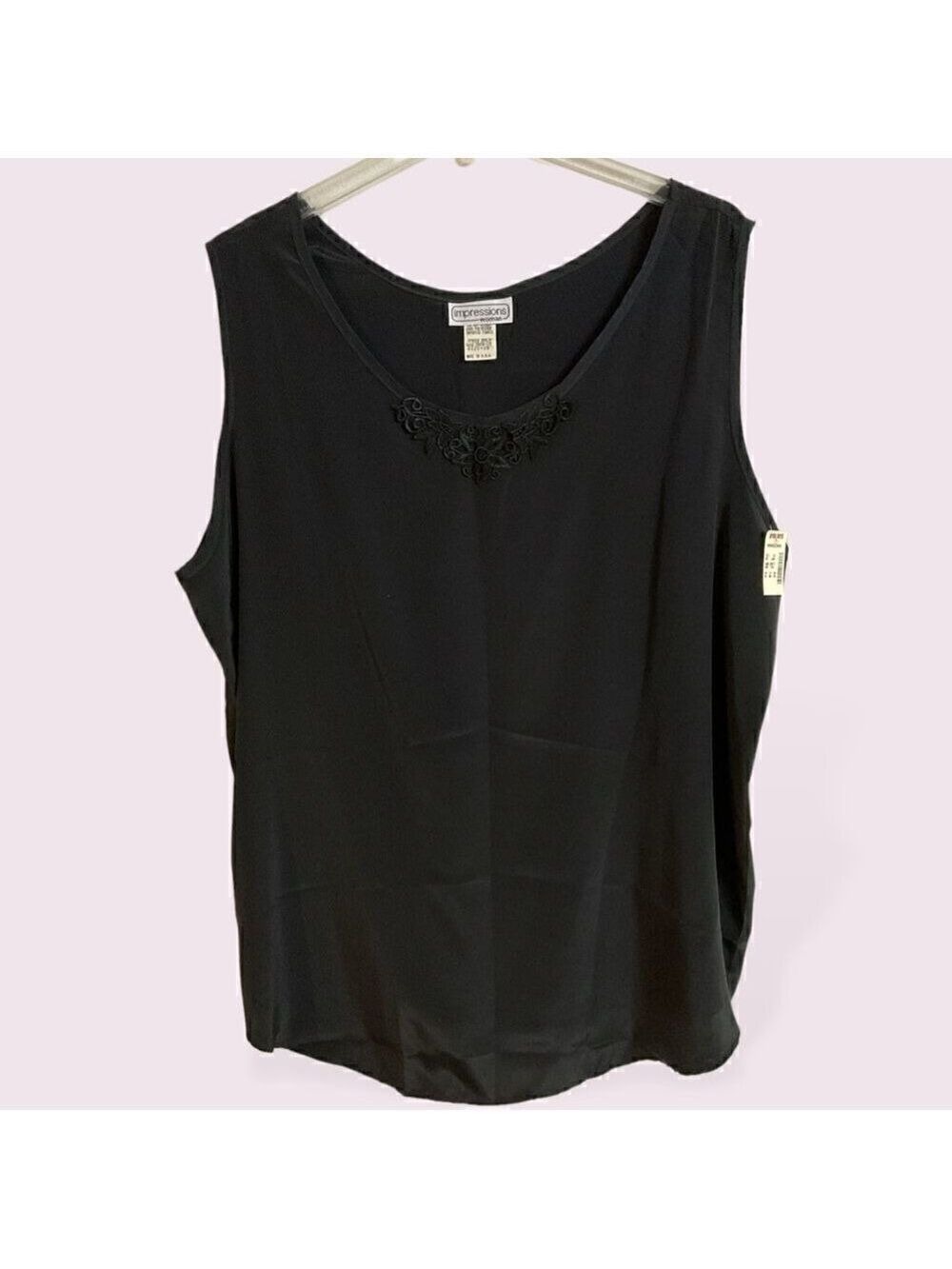 Impressions Plus Size 2X Floral Embroidered Tank Top